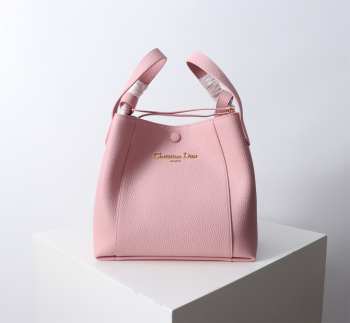 Uubags Dior Medium Signature Bucket Bag Pink Grained Calfskin 24x21x14cm