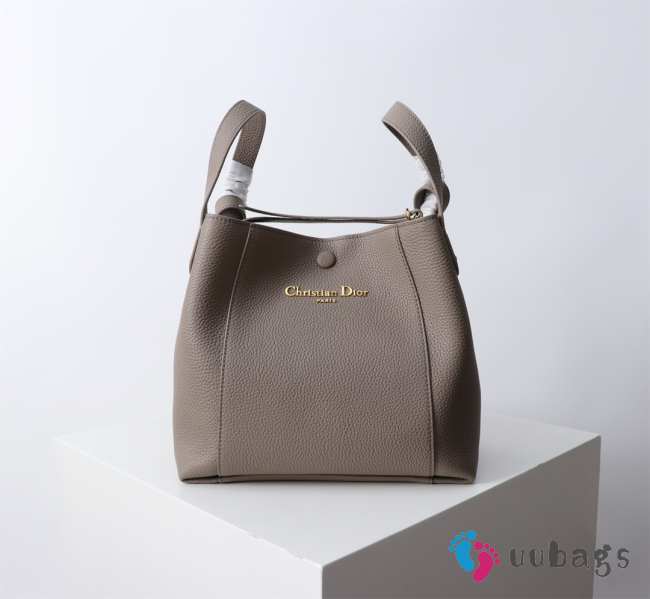 Uubags Dior Medium Signature Bucket Bag Grey Grained Calfskin 24x21x14cm - 1