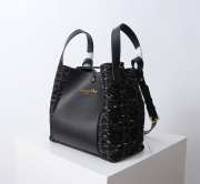 Uubags Dior Medium Signature Bucket Bag Black Tweed & Grained Calfskin 24x21x14cm - 4