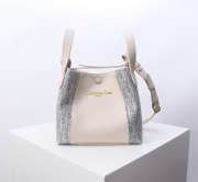Uubags Dior Small Signature Bucket Bag Blue Dior Oblique Chambray with Raffia Effect and Light Biscuit Smooth Calfskin - 1