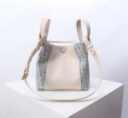 Uubags Dior Small Signature Bucket Bag Blue Dior Oblique Chambray with Raffia Effect and Light Biscuit Smooth Calfskin - 3