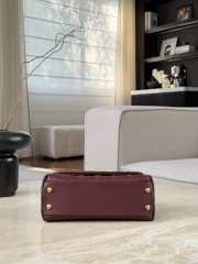 Uubags Chanel Mini Coco Handle Flap Bag Burgundy Quilted Caviar 14x24x10cm - 6