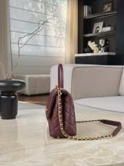Uubags Chanel Mini Coco Handle Flap Bag Burgundy Quilted Caviar 14x24x10cm - 4
