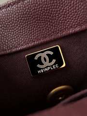 Uubags Chanel Mini Coco Handle Flap Bag Burgundy Quilted Caviar 14x24x10cm - 2