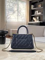 Uubags Chanel Mini Coco Handle Flap Bag Navy Blue Quilted Caviar 14x24x10cm - 6