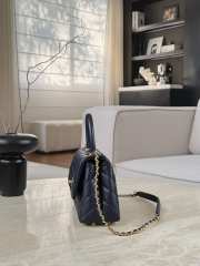 Uubags Chanel Mini Coco Handle Flap Bag Navy Blue Quilted Caviar 14x24x10cm - 5