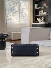 Uubags Chanel Mini Coco Handle Flap Bag Navy Blue Quilted Caviar 14x24x10cm - 4