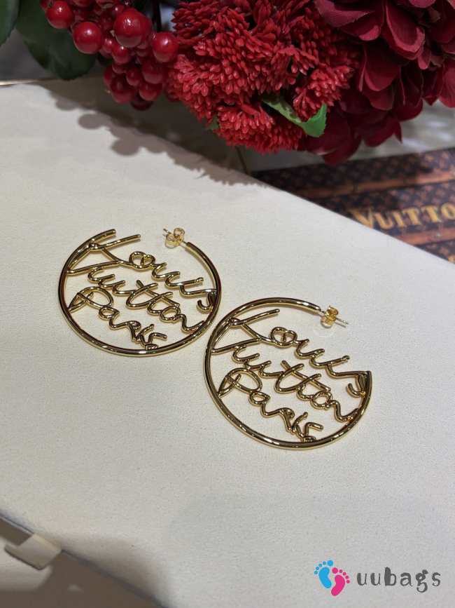 Uubags Louis Vuitton Script Earrings Gold - 1