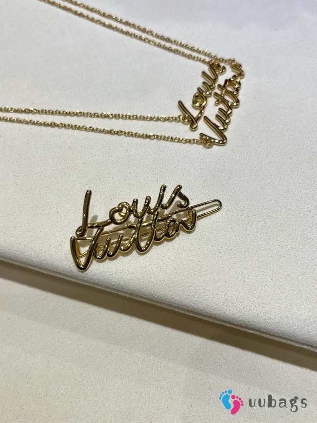 Uubags Louis Vuitton Script Barrette hair clip gold - 1