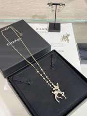 Uubags Chanel 25P Resin Strass Pearl Gold Deer Bambi Necklace  - 6