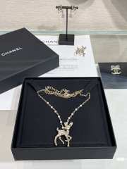 Uubags Chanel 25P Resin Strass Pearl Gold Deer Bambi Necklace  - 5