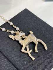 Uubags Chanel 25P Resin Strass Pearl Gold Deer Bambi Necklace  - 3