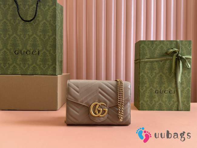 Uubags Gucci GG Marmont Matelasse Chain Wallet In Taupe 20x13x6cm - 1