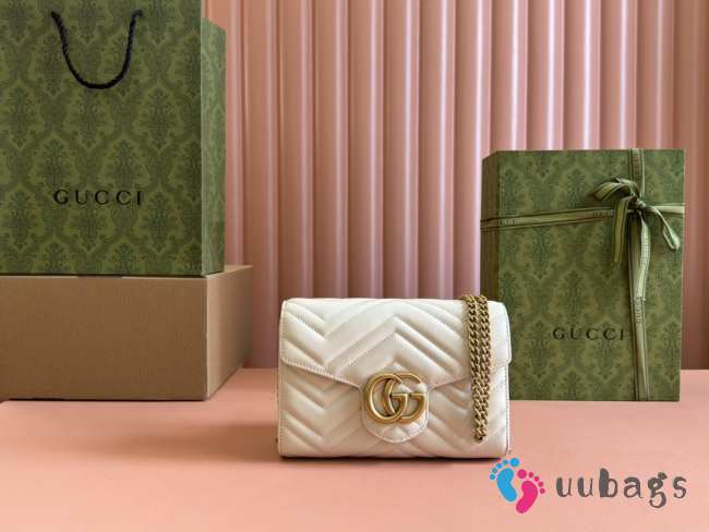 Uubags Gucci GG Marmont Matelasse Chain Wallet In Off-white 20x13x6cm - 1