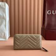 Uubags Gucci GG Marmont zip around wallet taupe matelassé chevron leather 19x10.5x2cm - 5