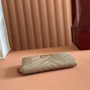 Uubags Gucci GG Marmont zip around wallet taupe matelassé chevron leather 19x10.5x2cm - 4