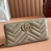 Uubags Gucci GG Marmont zip around wallet taupe matelassé chevron leather 19x10.5x2cm - 2