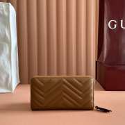 Uubags Gucci GG Marmont zip around wallet brown matlassé chevron leather 19x10.5x2cm - 4