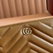 Uubags Gucci GG Marmont zip around wallet brown matlassé chevron leather 19x10.5x2cm - 3