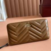 Uubags Gucci GG Marmont zip around wallet brown matlassé chevron leather 19x10.5x2cm - 2
