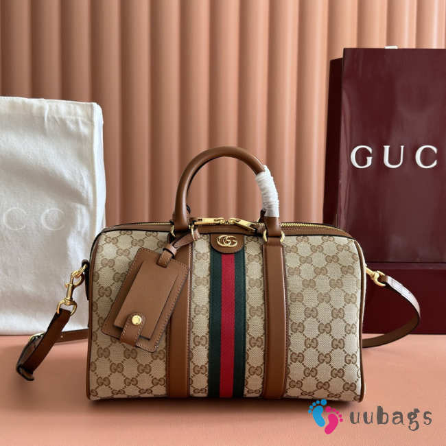 Uubags Gucci Ophidia medium boston bag beige and brown GG canvas 30x16x20cm - 1
