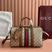Uubags Gucci Ophidia medium boston bag beige and brown GG canvas 30x16x20cm - 1