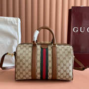 Uubags Gucci Ophidia medium boston bag beige and brown GG canvas 30x16x20cm - 5