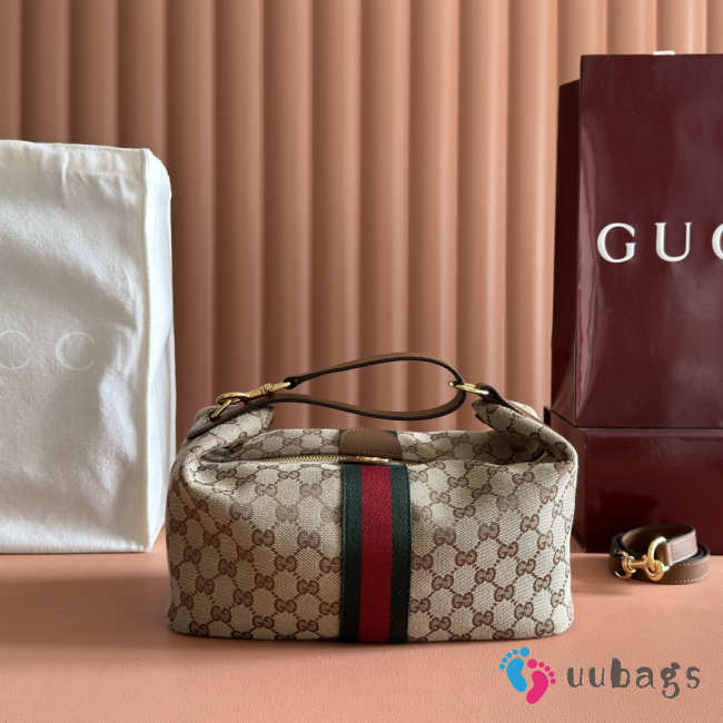 Uubags Gucci Vanity medium top handle bag beige and brown GG canvas 27.5x13x14.5cm - 1