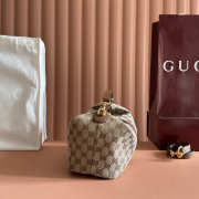 Uubags Gucci Vanity medium top handle bag beige and brown GG canvas 27.5x13x14.5cm - 6