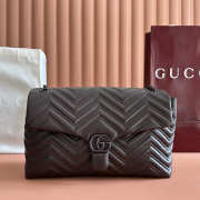 Uubags Gucci GG Marmont large shoulder bag in dark brown leather 37.5x21x9cm - 1