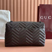 Uubags Gucci GG Marmont large shoulder bag in dark brown leather 37.5x21x9cm - 5
