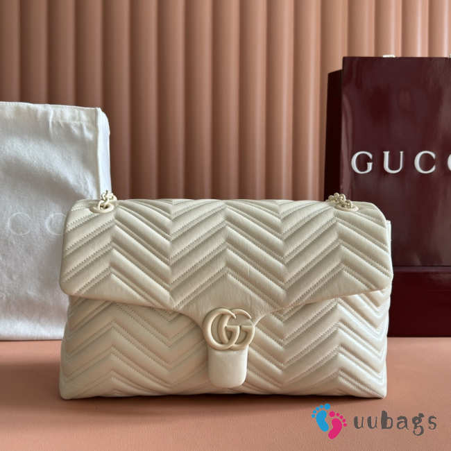 Uubags Gucci GG Marmont large shoulder bag in ivory leather 37.5x21x9cm - 1