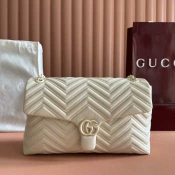 Uubags Gucci GG Marmont large shoulder bag in ivory leather 37.5x21x9cm