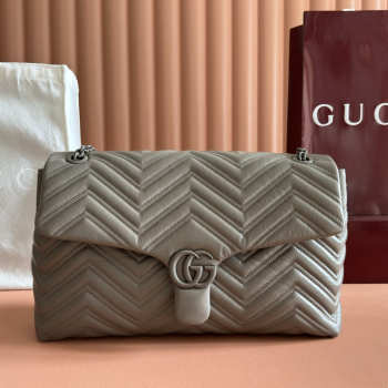 Uubags Gucci GG Marmont large shoulder bag in dusty grey leather 37.5x21x9cm