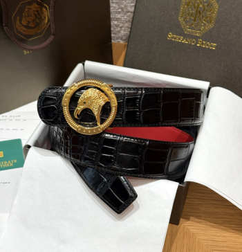 Uubags Stefano Ricci black crocodile with gold buckle 3.8cm