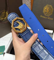Uubags Stefano Ricci blue crocodile with gold buckle 3.8cm - 2