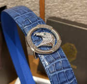 Uubags Stefano Ricci blue crocodile with silver buckle 3.8cm - 6