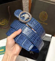 Uubags Stefano Ricci blue crocodile with silver buckle 3.8cm - 5