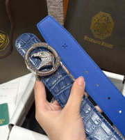 Uubags Stefano Ricci blue crocodile with silver buckle 3.8cm - 4