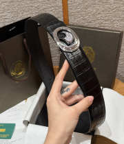 Uubags Stefano Ricci Matted black crocodile leather belt with silver buckle 3.8cm - 5