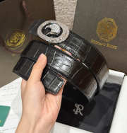 Uubags Stefano Ricci Matted black crocodile leather belt with silver buckle 3.8cm - 4