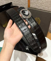 Uubags Stefano Ricci Matted black crocodile leather belt with silver buckle 3.8cm - 3