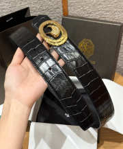 Uubags Stefano Ricci Matted black crocodile leather belt with gold buckle 3.8cm - 5