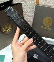 Uubags Stefano Ricci Matted black crocodile leather belt with gold buckle 3.8cm - 4