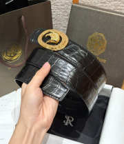 Uubags Stefano Ricci Matted black crocodile leather belt with gold buckle 3.8cm - 3