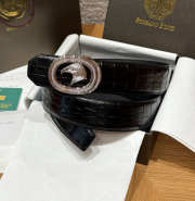 Uubags Stefano Ricci crocodile leather belt with silver buckle 3.8cm - 1