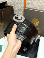 Uubags Stefano Ricci crocodile leather belt with silver buckle 3.8cm - 5