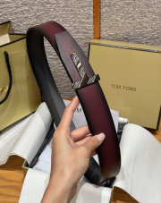 Uubags Tom Ford Man Ridge T Reversible Belt in Hammered Leather Burgundy 4cm - 6
