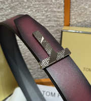 Uubags Tom Ford Man Ridge T Reversible Belt in Hammered Leather Burgundy 4cm - 5