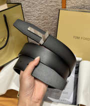 Uubags Tom Ford Man Ridge T Reversible Belt in Hammered Leather Black 4cm - 2
